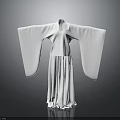 White Traditional Chinese Robe with Wide Sleeves and Flowing Long Skirt Elegant Design