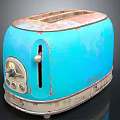 Vintage Blue Rusted Toaster With Old Fashioned Design And Classic Look