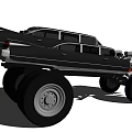 Black Modified Monster Truck With Large Wheels Exposed Engine Red Accents 3d model