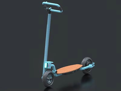 Practical Functional Scooter With Blue Frame Orange Deck Two Wheels And Black Tires 3d model