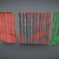 Rusty Weathered Corrugated Metal Sheets With Red Multicolored And Green Textures