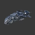 Dark Futuristic Sci Fi Vehicle With Streamlined Mechanical Structure And Weapon Details 3d model