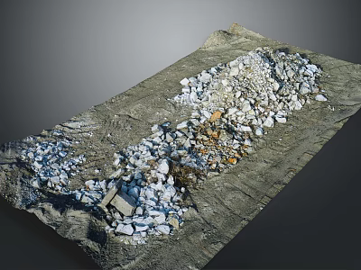 Natural Wood And Stone Raw Materials Piled With Chunks On Textured Ground Surface 3d model