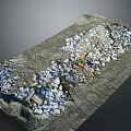 Natural Wood And Stone Raw Materials Piled With Chunks On Textured Ground Surface