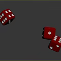 Three Red Dice With White Dots Flying On Black Background For Daily Use