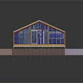 Wooden House Frame Construction Model With Green Grass Base And Transparent Roof
