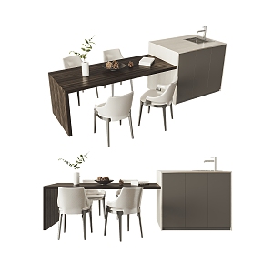 Nakajima Dining Table and Chair 3d model