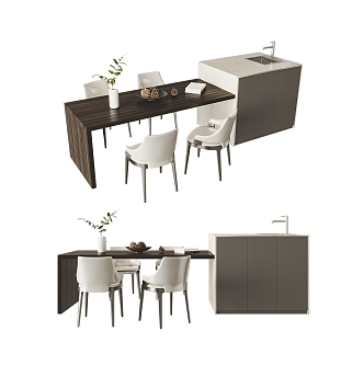 Nakajima Dining Table and Chair 3d model