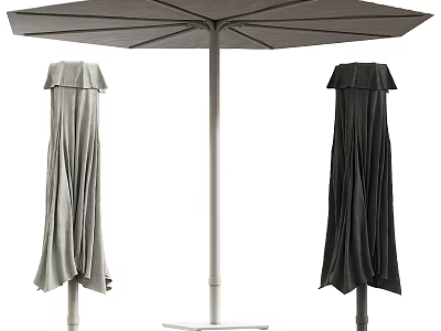 Outdoor Architectural Umbrella Components Featuring Light Gray Black Canopies And Metal Support Frames 3d model