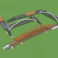 Various Bridge 3D Model Designs With Arch Structures And Wooden Elements 3d model