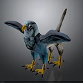 Blue Mythical Bird Creature With Yellow Beak Claws And Spread Wings