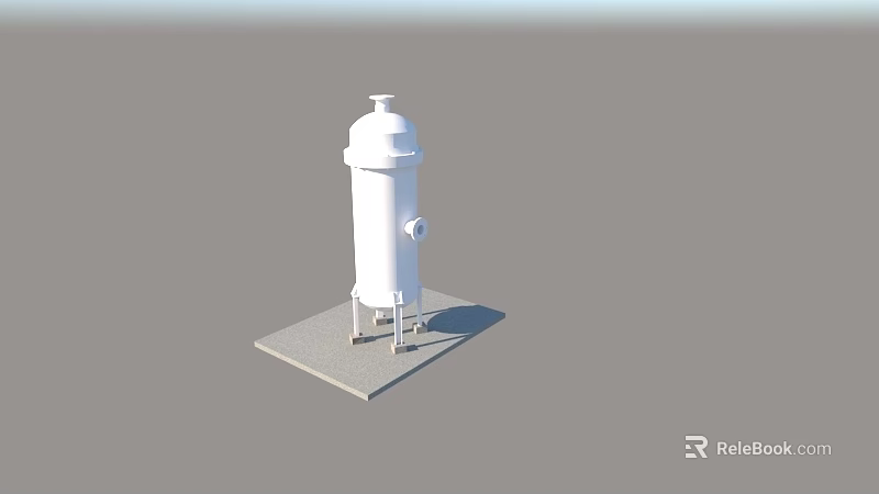 White Vertical Industrial Equipment Vessel With Support Stand And Base Platform 3d model 