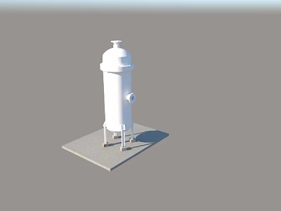 White Vertical Industrial Equipment Vessel With Support Stand And Base Platform 3d model