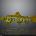 Decorative Colorful Fish Figurine With Yellow Body Blue Green Spots And Red Eye