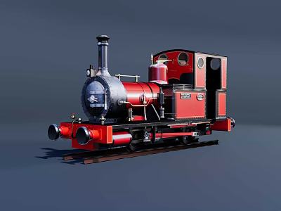 Vintage Red Steam Train With Black Chimney And Retro Design On Tracks 3d model