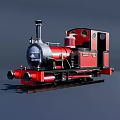 Vintage Red Steam Train With Black Chimney And Retro Design On Tracks