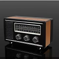 Classic Vintage Radio With Black And Wooden Casing Knobs And FM Dial
