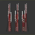 Red And White Communication Tower Structures With Steel Frames And Antenna Equipment
