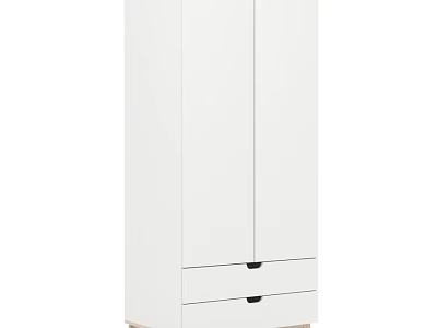 White Minimalist Cabinet With Double Doors And Two Drawers Design 3d model