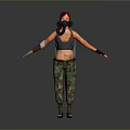 Tactical Military Weapon Carried by Red Haired Woman in Camouflage Pants and Black Vest