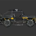 Futuristic Gray And Yellow Off Road Vehicle With Roof Equipment And Large Tires