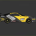 Yellow And Black Racing Car With Number 66 Turbo And Sticky Tire Details