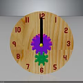 Hardware Tools Wooden Clock Design With Purple Green Gears And Numbers