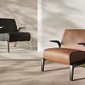 Modern Black And Brown Leather Leisure Chairs With Armrests And Sleek Design