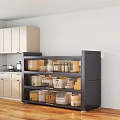 Modern Kitchen Interior Featuring White Cabinets And Open Storage Shelves
