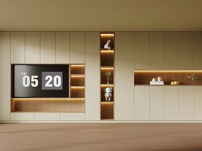 Modern TV Stand With TV Shelves And Decorative Items In Living Room 3d model