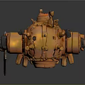 Steampunk Robot Figure With Mechanical Gears Copper Body And Sword
