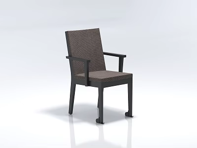 Modern Leisure Chair With Woven Fabric Backrest Black Frame And Armrest 3d model
