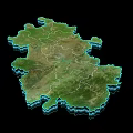 Highly Detailed 3D Map Visualization of Regional Topographic Terrain and Boundaries