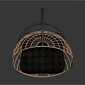 Modern Wicker Hanging Chair With Black Metal Stand And Padded Cushion