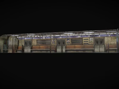 Vintage Train Carriage Interior Featuring Wooden Seats And Classic Windows Design 3d model