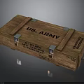 US Army Wooden Crate With Metal Clasps Rope Handle And Military Labels