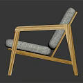 Modern Three Seater Sofa With Wooden Frame And Light Gray Cushions