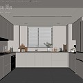 Modern Kitchen Cabinet Hanging Cabinet Kitchen Supplies Range Hood Oven 3d model