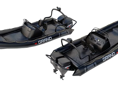 Grand Black Yacht Design With Console Seats And Engine Features 3d model