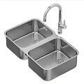 Stainless Steel Kitchen Sink With Modern Faucet And Square Design For Home Kitchen Use