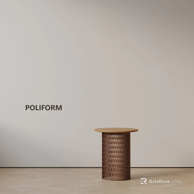 Poliform Modern Side Table With Cylindrical Perforated Design And Wooden Top 3d model
