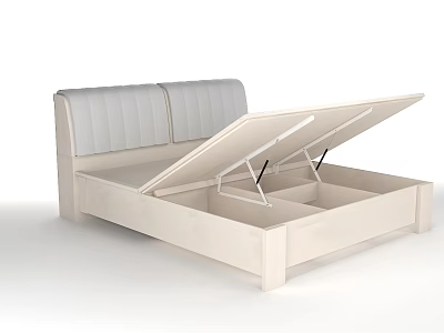 Modern Upholstered Bed With Lift Up Frame And Storage Compartments 3d model