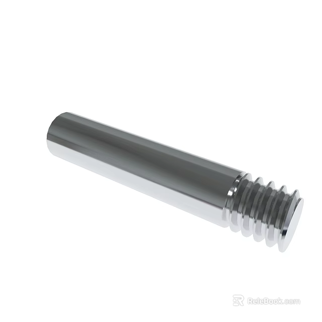 Metal Bolt With Cylindrical Design Threaded End Shiny Surface And Long Body 3d model 
