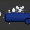 Blue Mobile Industrial Equipment Tank With Mechanical Gauges Pipes And Wheels