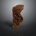 Intricately Carved Wooden Architectural Component With Traditional Patterns And Decorative Details