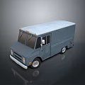Blue Small City Bus Exterior Design With Flat Roof And Side Windows