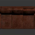 Brown Leather Three-seater Sofa With Modern Design And Comfortable Seats