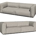 Modern Light Gray Fabric Two Seater Sofa With Comfortable Armrests And Minimalist Design 3d model