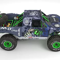 Remote Control Racing Off Road Truck With Camouflage Design Green Rims And Big Tires