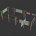Metal Crowd Control Barrier System With Frames Panels And Red Rope